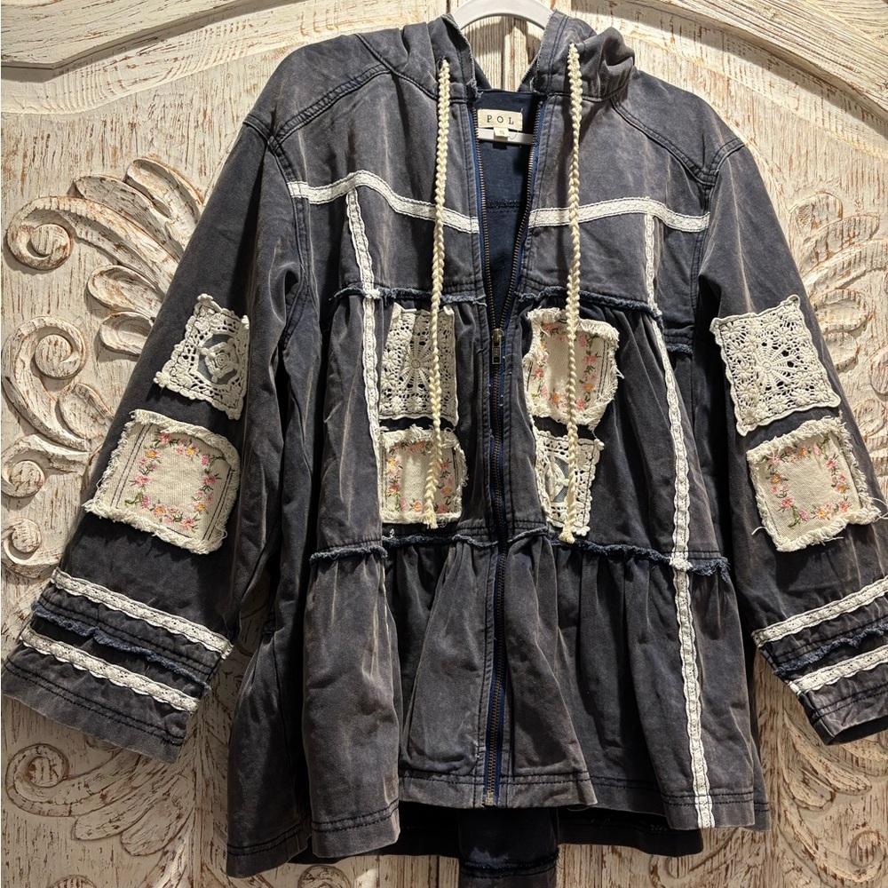 POL Utility Embellished Patchwork Pea Coat NWOT - image 7